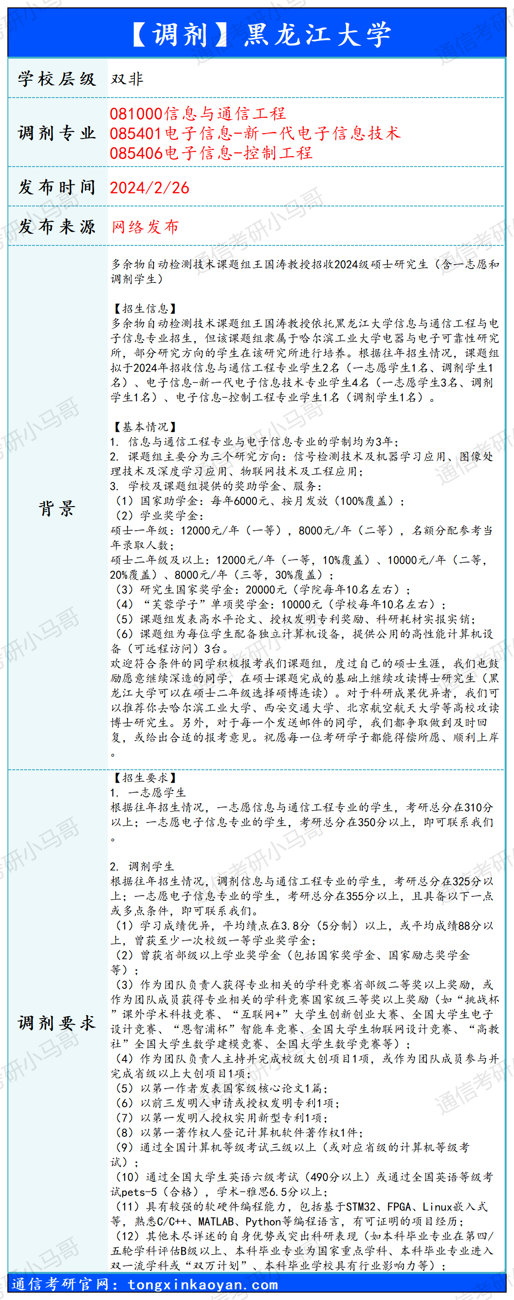 图片[1]-【240226】黑龙江大学—信息与通信工程-梦马考研