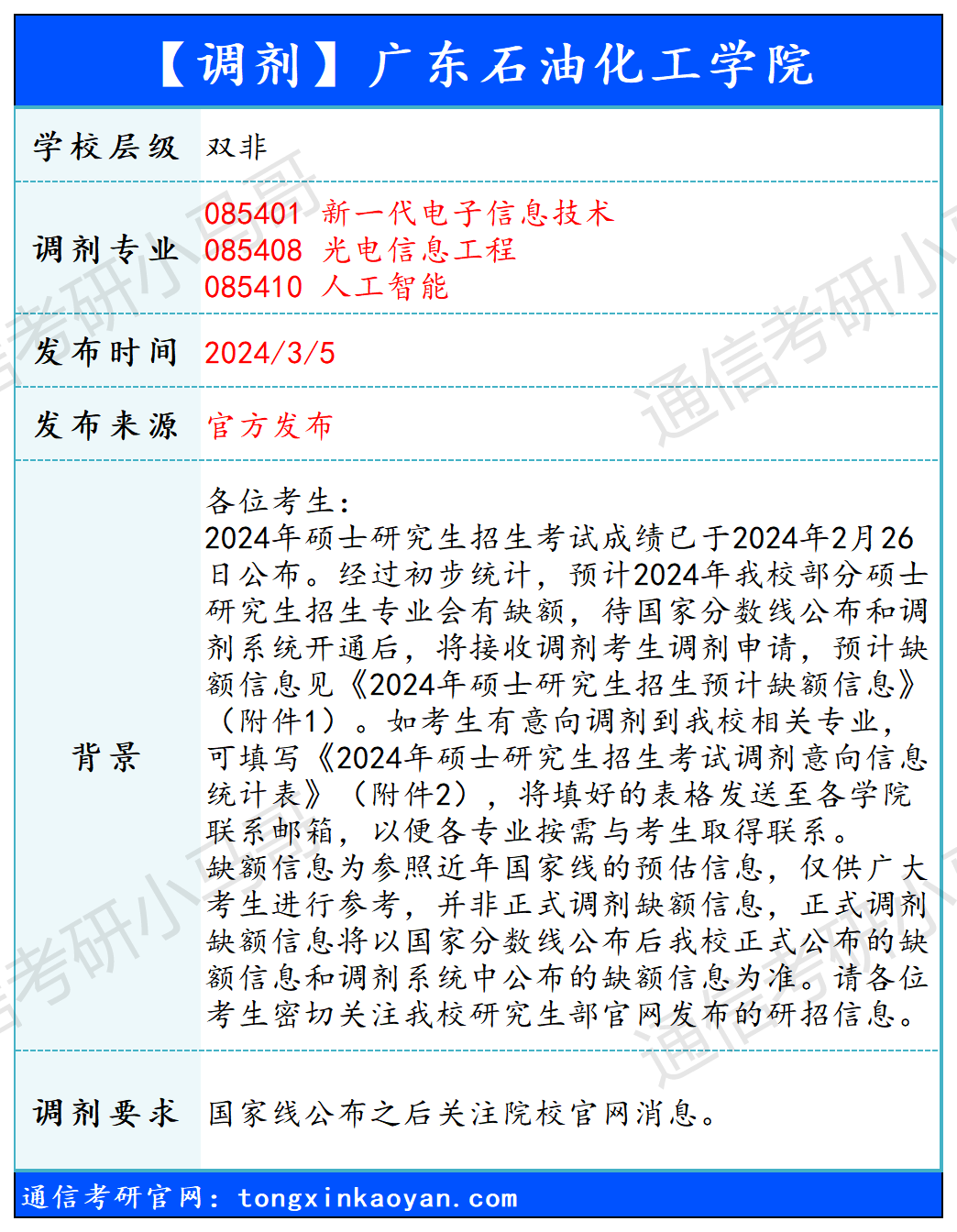 图片[1]-【240308】广东石油化工学院—085401新一代电子信息技术、085408光电信息工程、085410人工智能-梦马考研