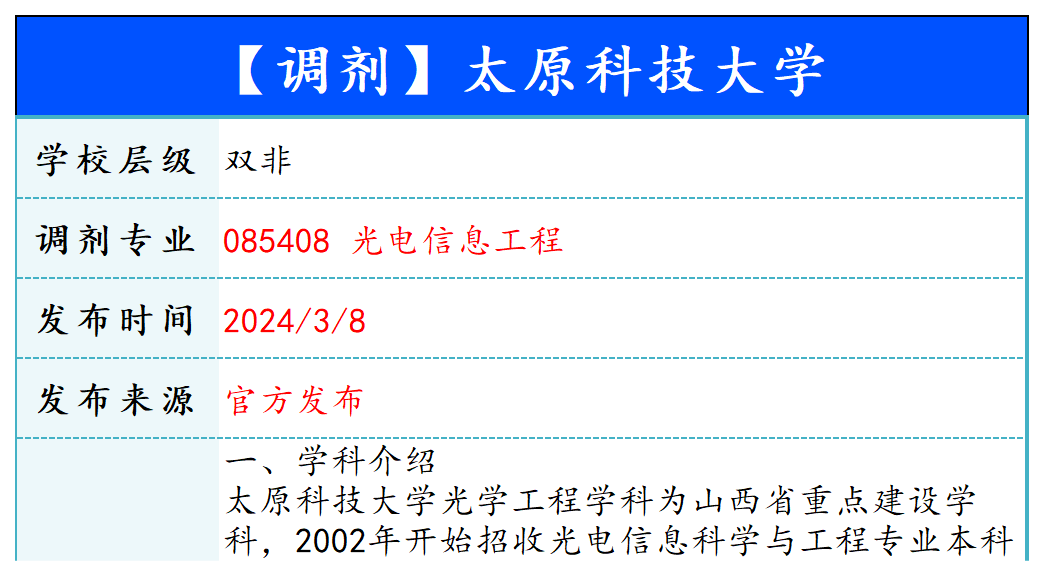 【240308】太原科技大学—085408光电信息工程-梦马考研