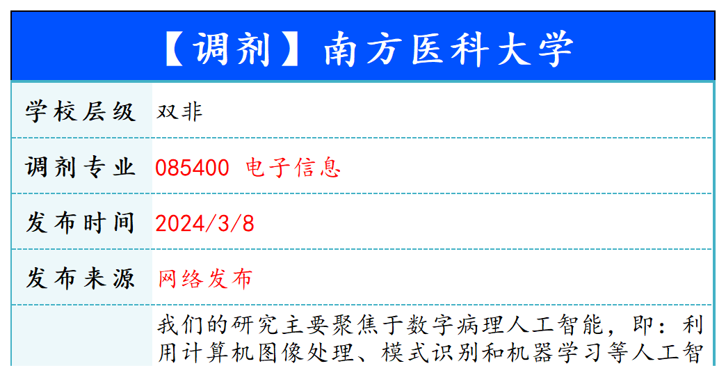 【240308】南方医科大学—085400电子信息-梦马考研