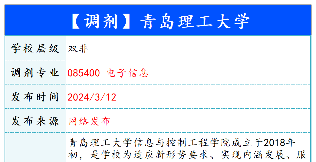 【240312】青岛理工大学—085400电子信息-梦马考研