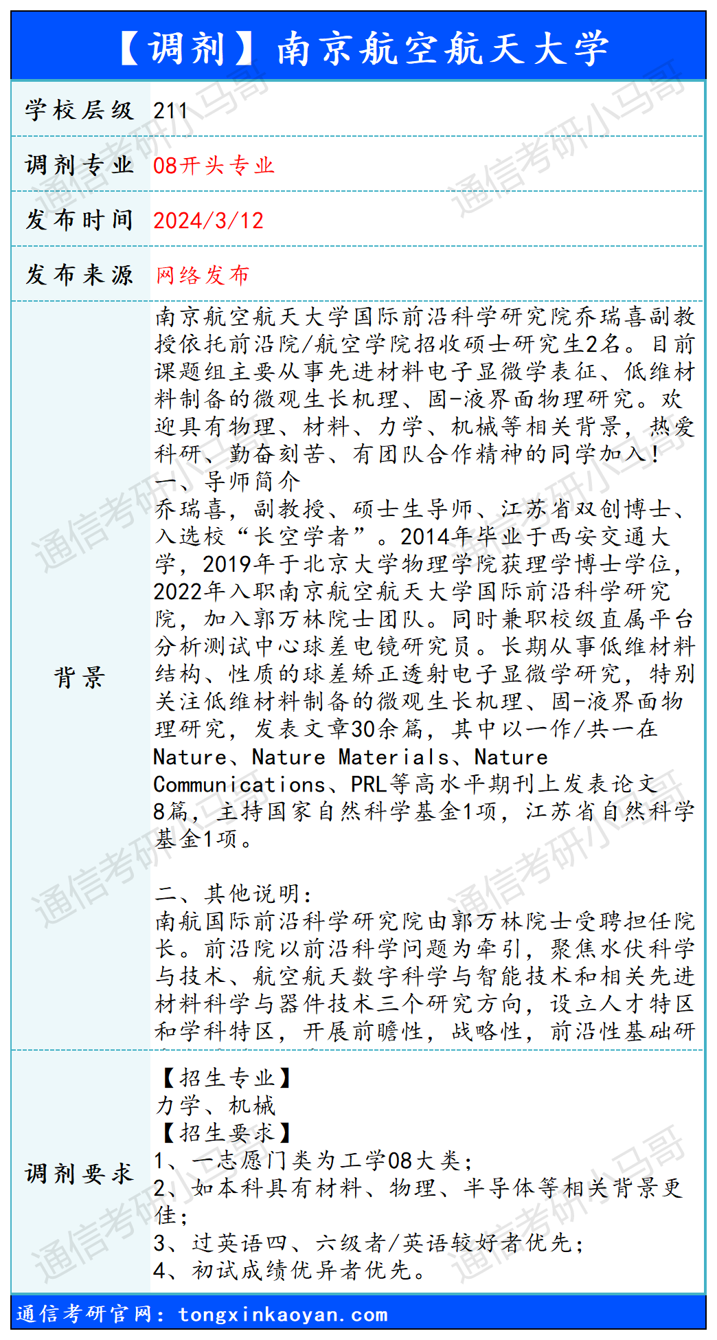 图片[1]-【240312】南京航空航天大学—08开头专业-梦马考研