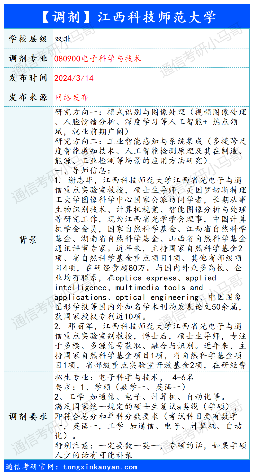 图片[1]-【240314】江西科技师范大学—080900电子科学与技术-梦马考研