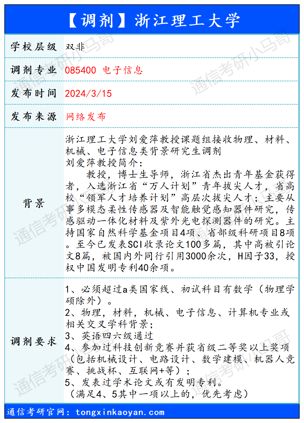 图片[1]-【240315】浙江理工大学—085400电子信息-梦马考研